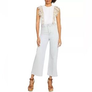 VERONICA BEARD "GRANT BRAIDED-WAIST TRIM ANKLE" Wide Leg Jeans In "ASPEN"